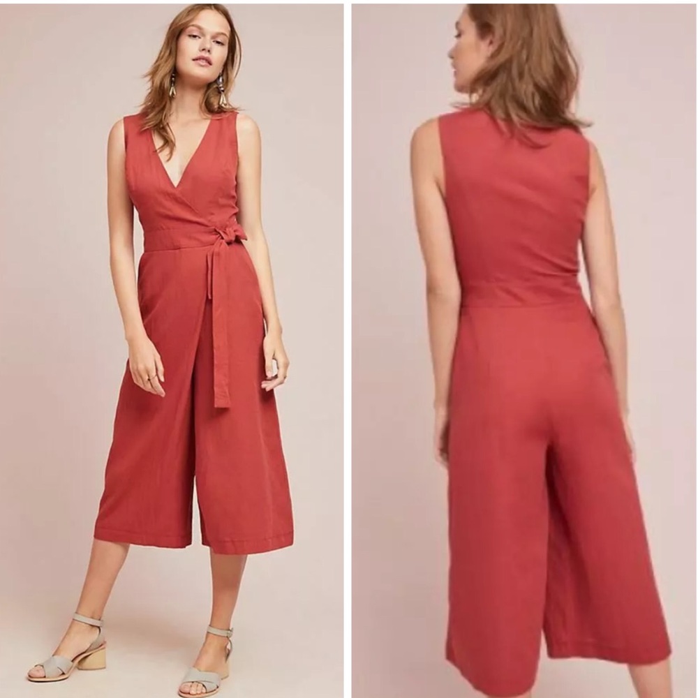 Linen Juniper Wrap Jumpsuit Adelyn Rae NWT Large